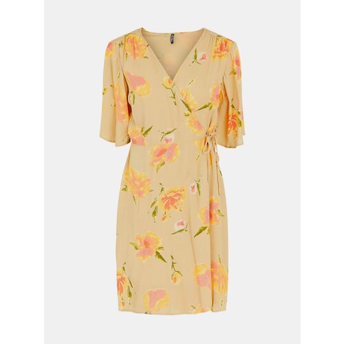 Pieces Beige Floral Wrap Dress Tianna - Women Slike