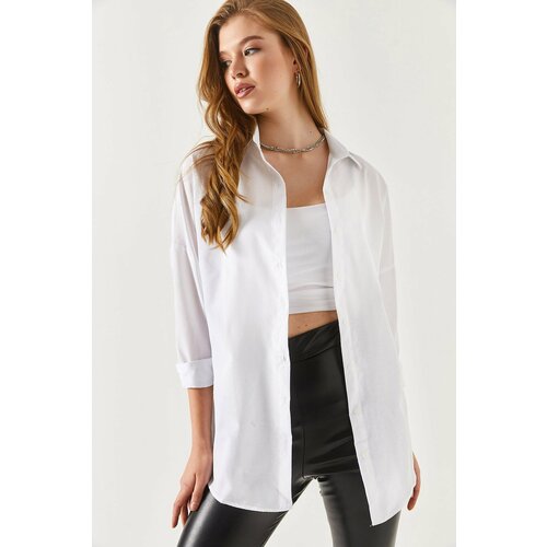 armonika Oversize Long Basic Shirt - White Slike