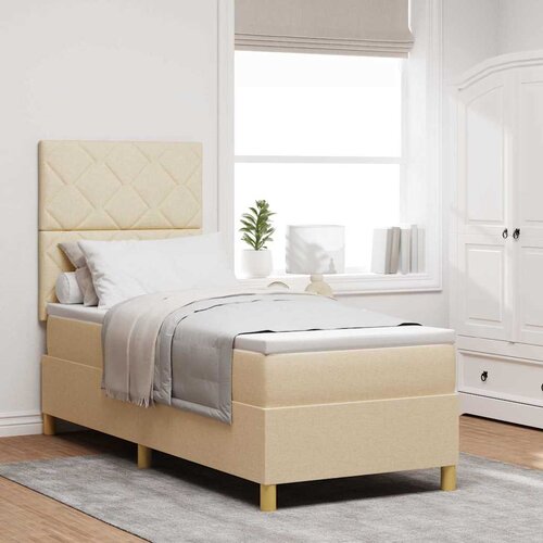  LED Box Spring Krevet s uzglavljem Krema 80 x 200 cm tkanina Cijene