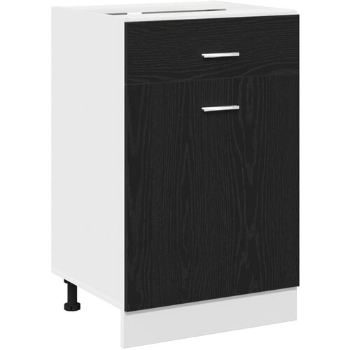 VidaXL Črna hrastova omarica z predali - 50x46x81.5 cm, (22045796) Slike