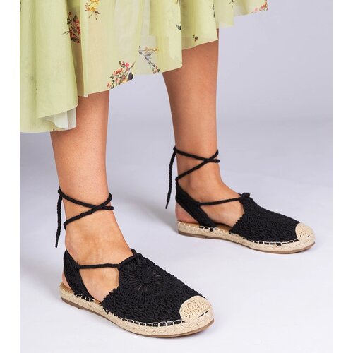 Gemre Black flat heel espadrille sandals Relis Cene