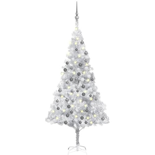vidaXL umjetno božićno drvce LED s kuglicama srebrno 180 cm PET Cijene
