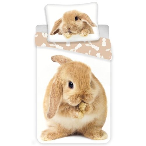 Jerry Fabrics Bijela/smeđa pamučna dječja posteljina za krevet za jednu osobu 140x200 cm Bunny – Cene