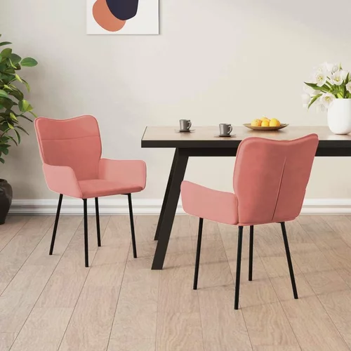  Jedilni stoli 2 kosa roza žamet, (20701189)