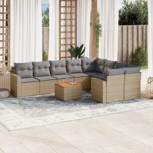 vidaXL 10-dijelni set vrtnih sofa s jastucima bež od poliratana Cijene