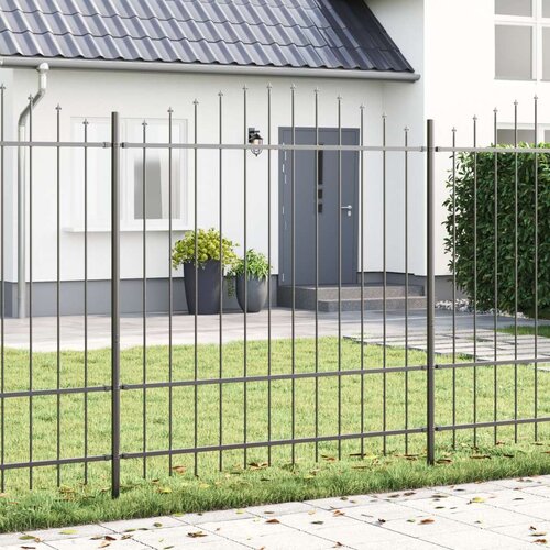 vidaXL Panel ograje s konico Siva Prašno lakirano jeklo 1700 mm x 1750 mm Cene