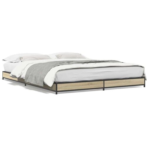  Okvir za krevet boja hrasta 120x190cm konstruirano drvo i metal Slike