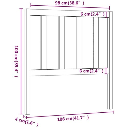  Uzglavlje za krevet boja meda 106 x 4 x 100 cm masivna borovina Slike