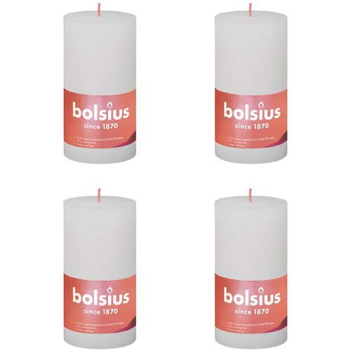 Bolsius rustične debele svijeće Shine 4 kom 130 x 68 mm mutno bijele Slike