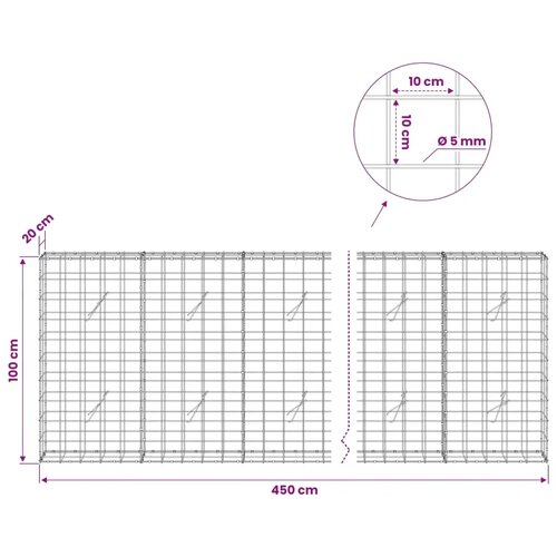  Gabion s žicom debljine 5 mm i mrežom 10x10 cm 450x20x100 cm - 20 cm 100 cm 450 cm Slike