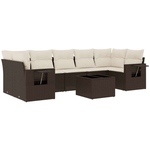 vidaXL 8-dijelni set vrtnih sofa s jastucima smeđi od poliratana Cijene