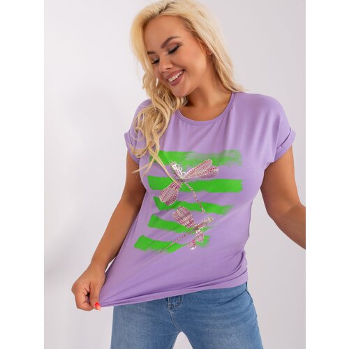 Fashion Hunters Light purple blouse plus size with print Slike