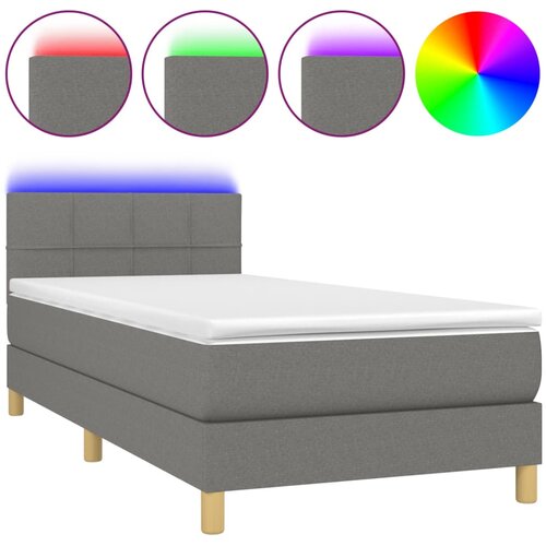 Maison Chic Box spring postelja - Vzmetna postelja z vzmetnico LED temno siva 80x200 cm blago SL22576, (21900229) Slike