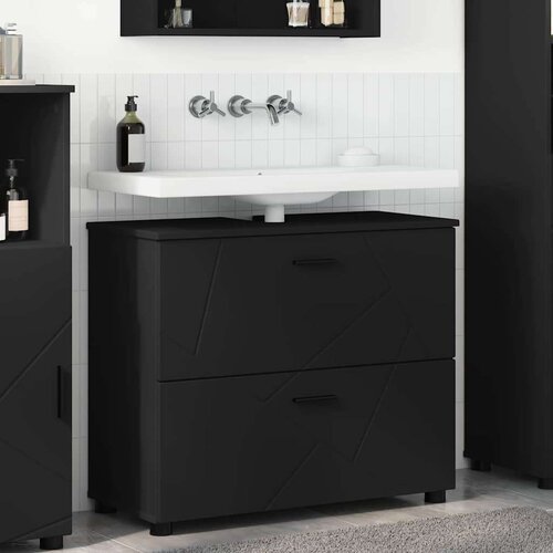 vidaXL Kupaonski ormar Crna 76.5 x 35 x 64 cm Konstruirano drvo Cene
