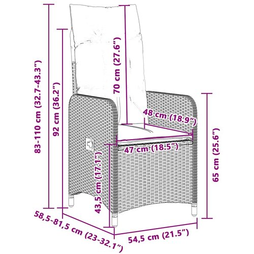  9-dijelni vrtni bistro set od poliratana s jastucima sivi Siva 190 x 80 x 75 cm Slike
