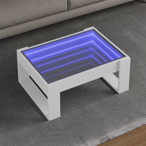vidaXL Klubska mizica z neskončnimi LED bela 70x53x30 cm Cene