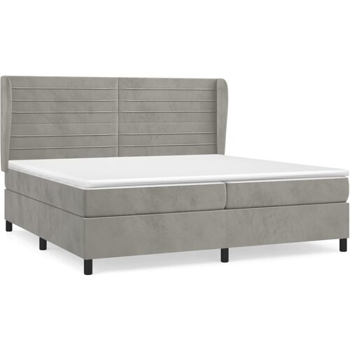 Maison Chic Box spring postelja - Vzmetna postelja z vzmetnico svetlo siva 200x200 cm žamet SL21832, (21892454) Cene