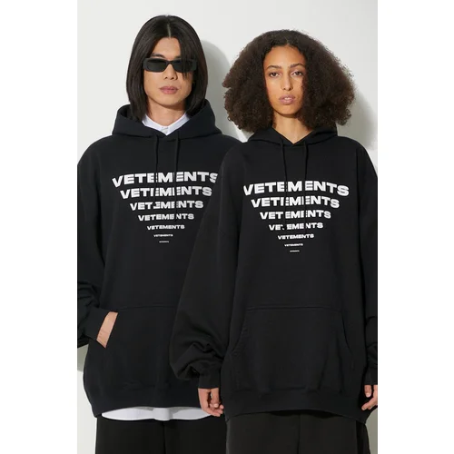 Vetements Dukserica Pyramid Logo Hoodie boja: crna, s kapuljačom, s tiskom, UE64HD120B