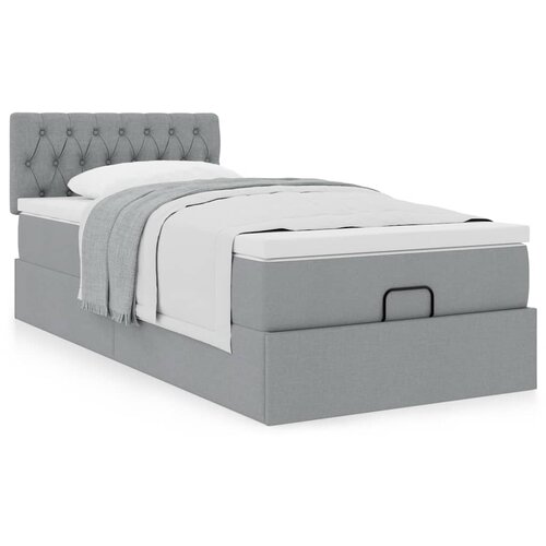 VidaXL Otomanski okvir kreveta s madraca svijetlosivi 80x200cm tkanine Slike