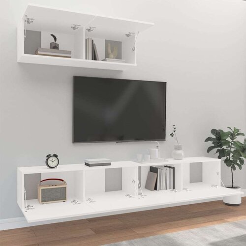 VidaXL 3-dijelni set TV ormarića bijeli od konstruiranog drva Slike