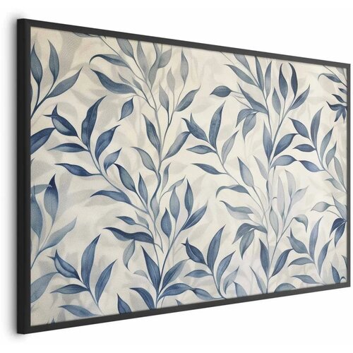  Plakat - Delicate Botanical Motif with Blue Leaves 60x40 Crni okvir Cene