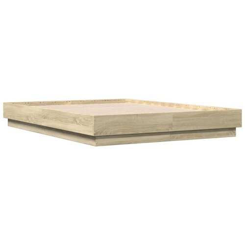 VidaXL Okvir za krevet boja hrasta 135x190 cm od konstruiranog drva Slike