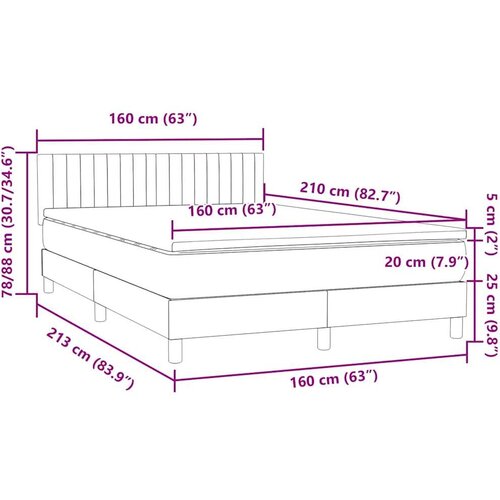 VidaXL Krevet s oprugama i madracem svjetlosivi 160x210 cm bar&amp;scaron;unasti Slike
