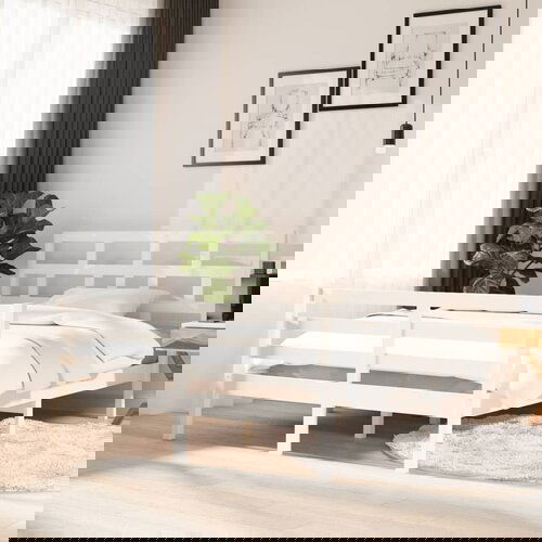 VidaXL Okvir za krevet od masivne borovine bijeli 140 x 200 cm Slike