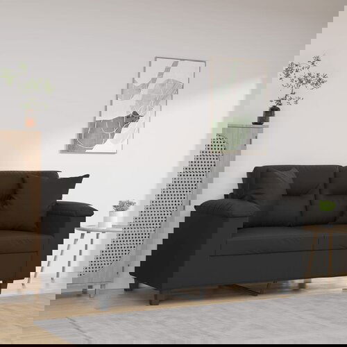 VidaXL Dvosjed s ukrasnim jastucima crni 120 cm od umjetne kože Slike