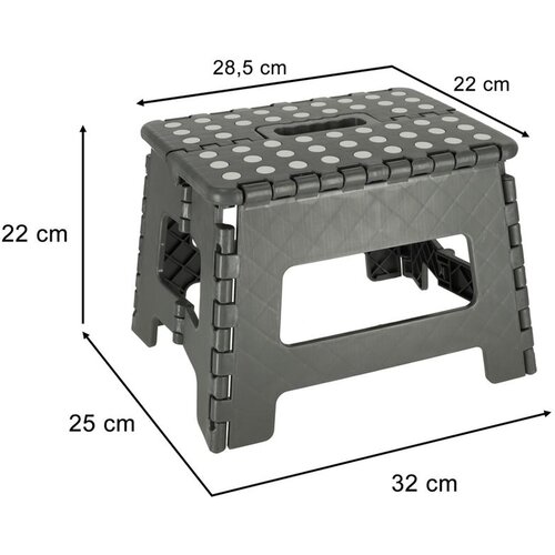  Protuklizni sklopivi tabure 22cm tamno sivi Slike