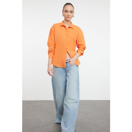 Trendyol Dark Orange Loose Fit Cotton Woven Shirt Slike