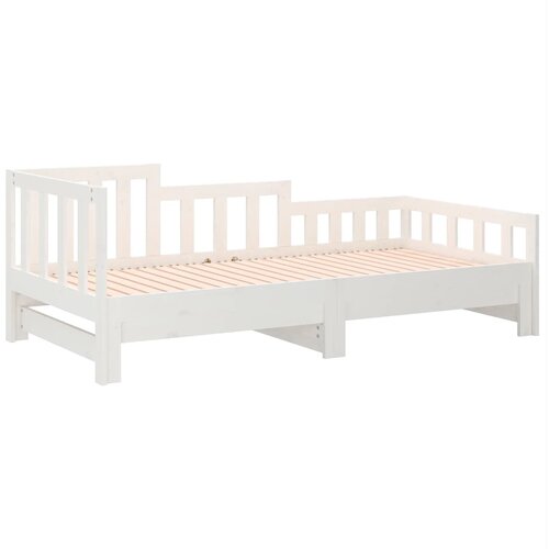  Dnevni ležaj na izvlačenje bijeli 2x(90x190)cm masivna borovina Slike