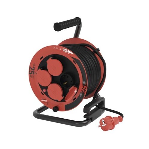  Vonkajší predlžovací kábel na bubne 25 m / 4 zásuvky / čierny / guma / 230V/400V / 1,0 mm2 Cene