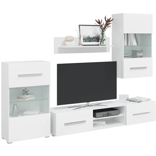 VidaXL TV jedinice od 5 dijelova s LED rasvjetom Mat bijelo Slike