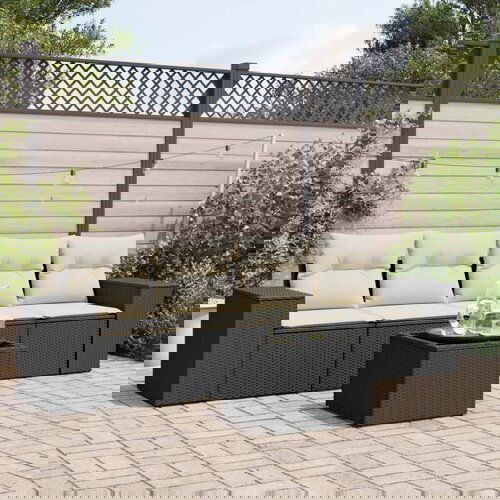  The Living Store Vrtna sedežna garnitura 5-delna z blazinami črn poli ratan - Vrtna Sedežna Garniture, (21455367) Cene