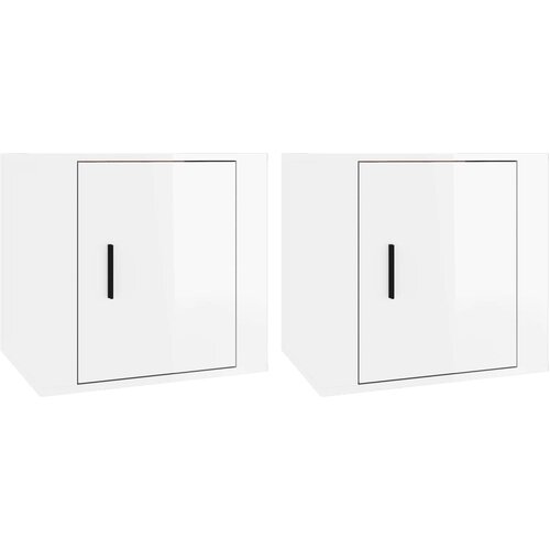 Maison Chic Dvo delni komplet Nočne omarice - Nočne mize visok sijaj bele 50x39x47 cm, (21687751) Slike