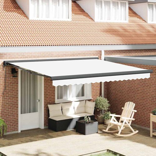 vidaXL Retraktilna tenda Bela 400 &times; 300 cm Tkanina, kovina - - Bela - 54.57 - 400 &times;300 cm - Cene