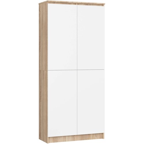 AKORD Regal, 2 Vrata In 8 Polic, Hrast Sonoma/Bela, (5000332553) Slike