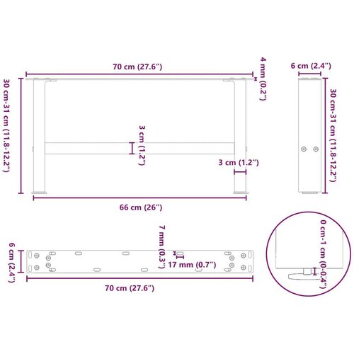  Noge stolića za kavu antracit 2 kom 70x(30-31) cm čelik Slike