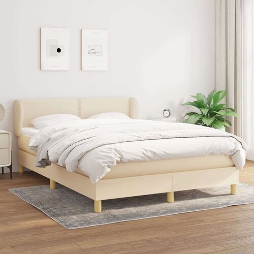  Krevet s oprugama i madracem krem 140x200 cm od tkanine Cene