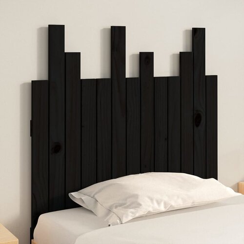  Uzglavlje za krevet Crno 82,5x3x80 cm od masivne borovine Slike
