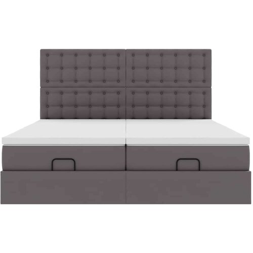 VidaXL otomanski okvir kreveta s madracima sivi 200x200cm umjetna koža Slike