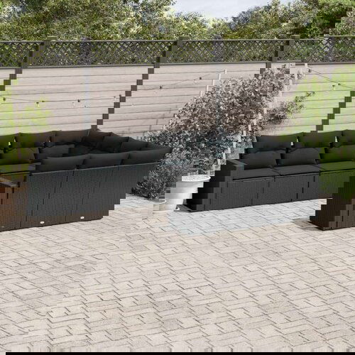 vidaXL 10-dijelni set vrtnih sofa s jastucima crni od poliratana Cijene