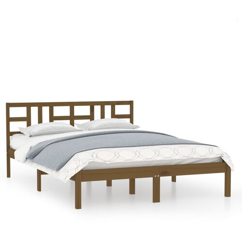 Maison Chic Posteljni okvir - Dvoposteljna postelja - Zakonska postelja medeno rjav iz trdnega lesa 200x200 cm-J5262, (21761571) Slike