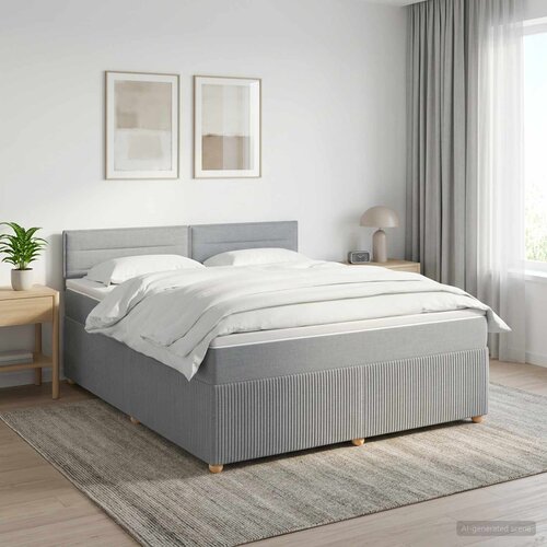  Boxspring krevet s madracem Svjetlosiva 180 x 200 cm Tkanina Slike