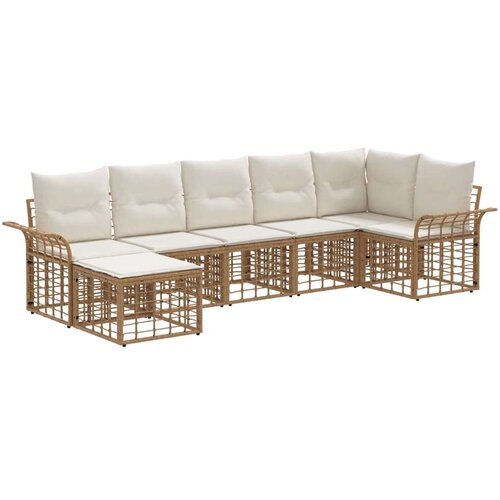  Set vanjskih sofa 7 pcs Prirodna i krema bijela Poliester Cene
