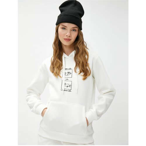 Koton Hoodie Sweatshirt With Embroidered Kangaroo Pocket Long Sleeve Slike
