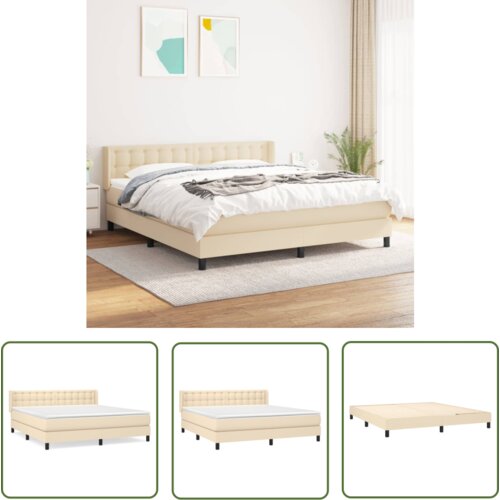 The Living Store Box spring postelja z vzmetnico krem 180x200 cm blago - Box Spring Postelja, (21737476) Slike