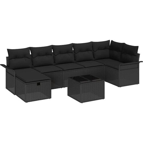  Sjedeća garnitura za vrt 8 kom. Crna poliratan 297.5 x 132.5 x 85 cm Slike