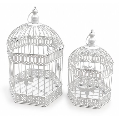  Dekorativni metalni kavezi A1502, 2 komada, Beli Cene